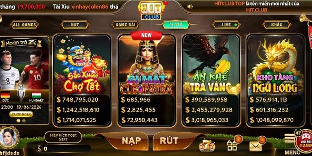 Giao diện vô cùng hút mắt của cổng game uy tín Hit Club